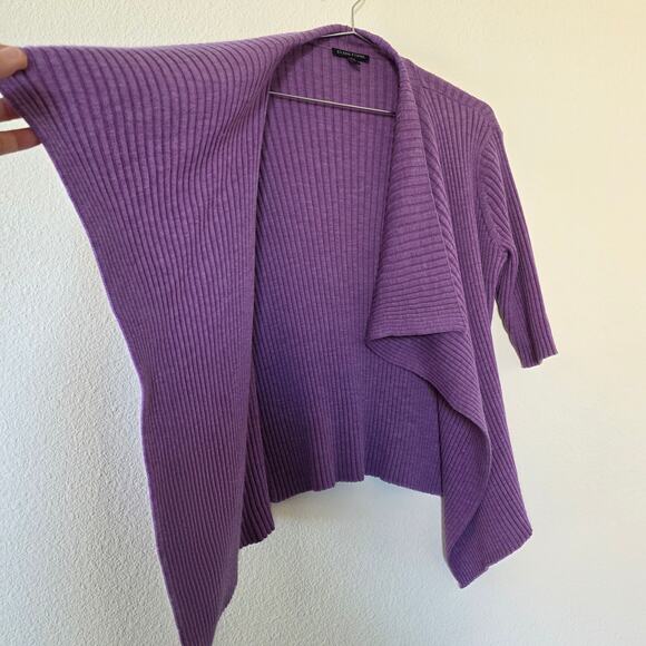 Eileen Fisher Open Front Cardigan Sweater Ribbed Merino Wool Lilac Women Size S - Picture 5 of 10